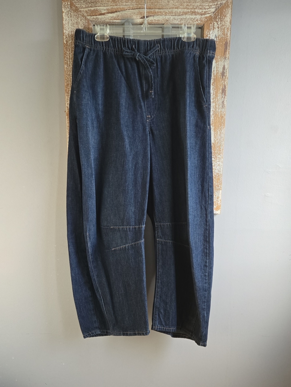 Old Navy Womens Dark Blue Elastic-Waist Wide Leg Denim Jeans MP